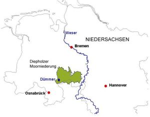 Karte des Landkreises Diepholz mit Lage des Barver Moors (Quelle: Stiftung Naturschutz im LK Diepholz)